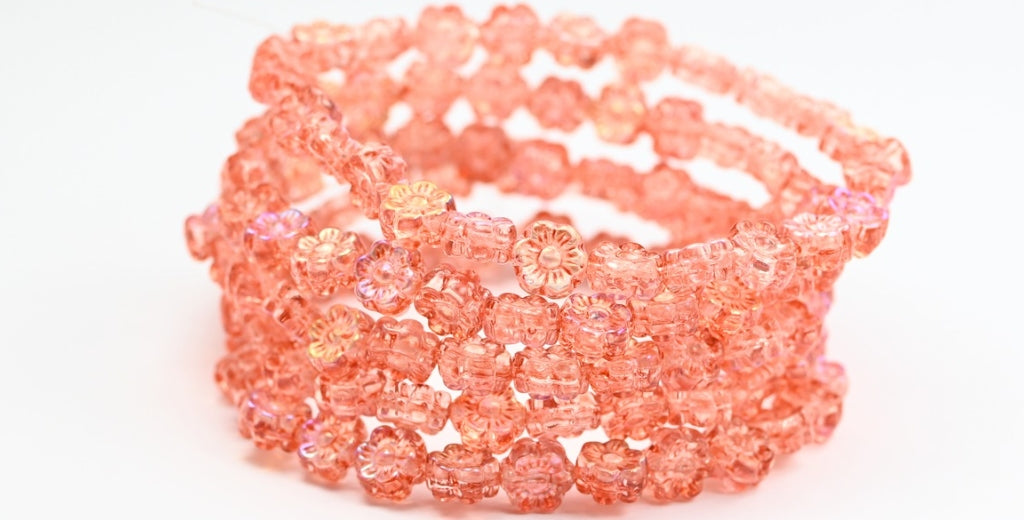 Hawaii-Blumen-Glasperlen, Crystal Light Pink Peach Ab (00030-34305-AB), Glas, Tschechische Republik