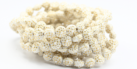 Round Dotted Beads, White Gold Lined (02010-54202), Glass, Czech Republic