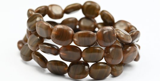 Oval Pressed Glass Beads, Mix Brown Crystal (16617), Glass, Czech Republic