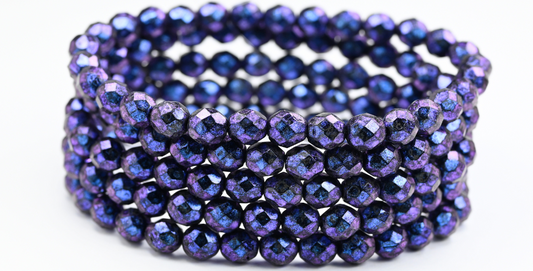 Fire Polished Round Faceted Beads, Black 86700 (23980-86700), Glass, Czech Republic