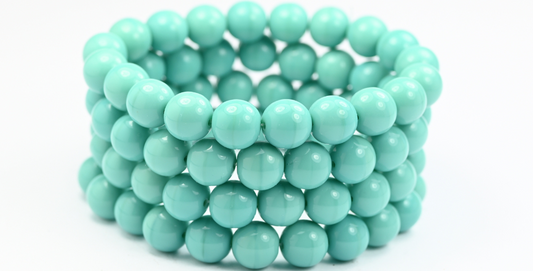 Round Pressed Glass Beads Druck, Turquoise (63130), Glass, Czech Republic