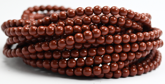 Round Pressed Glass Beads Druck, Brown Wax (13500-WAX), Glass, Czech Republic