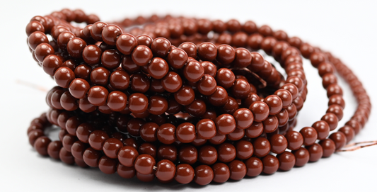 Round Pressed Glass Beads Druck, Brown Wax (BROWN-WAX), Glass, Czech Republic