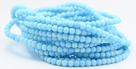 Round Pressed Glass Beads Druck, Blue (63010), Glass, Czech Republic