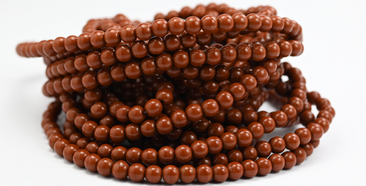 Round Pressed Glass Beads Druck, Opaque Brown Wax (13610-WAX), Glass, Czech Republic