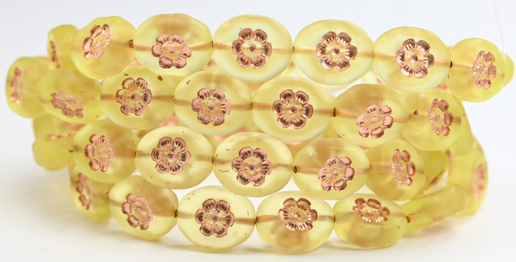 OUTLET 10 grams Two Bell Beads, 14 x 11 mm, Transparent Yellow Copper Lined Matte (80130-54200-84100), Glass, Czech Republic