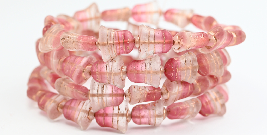 Flat Bell Beads, Mixed Colors Trr Copper Lined (MIX-TRR-54200), Glass, Czech Republic ~ STRANDED