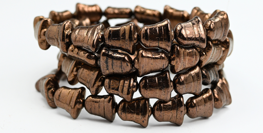 Flat Bell Beads, Black Bronze (23980-14415), Glass, Czech Republic