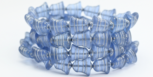 Flat Bell Beads, Transparent Blue Silver Lined Matte (30020-54201-M), Glass, Czech Republic