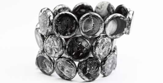 OUTLET 10  grams Coin Beads, 17 x 17 mm, Transparent Red Silver Splash (90110-86700), Glass, Czech Republic