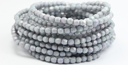 Fire Polished Round Faceted Beads, White 14465 (02010-14465), Glass, Czech Republic