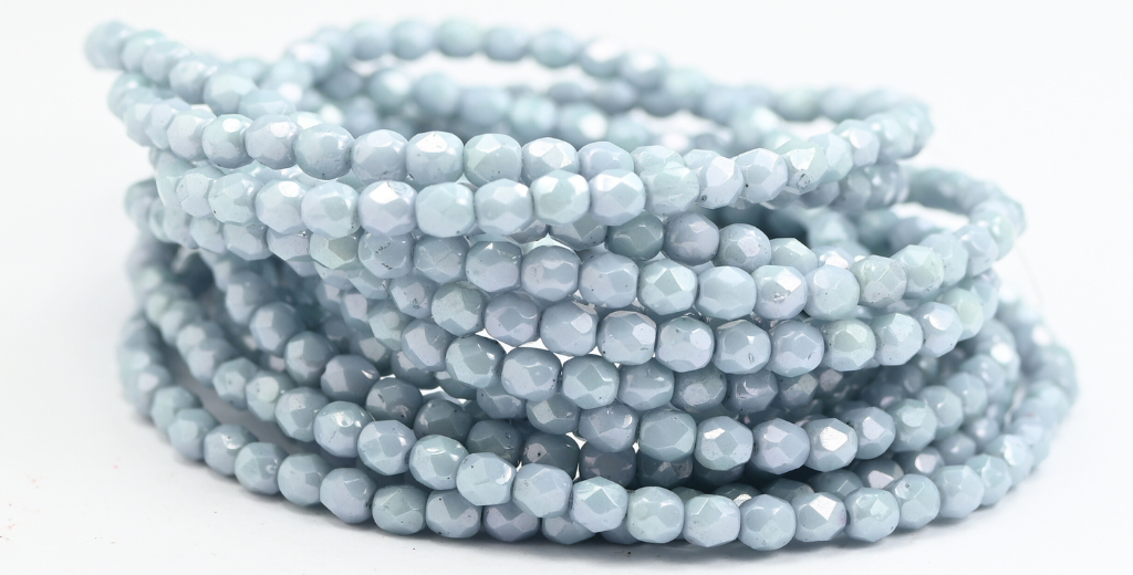 Fire Polished Round Faceted Beads, White 14458 (02010-14458), Glass, Czech Republic