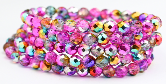 Fire Polished Round Faceted Beads, 543002 (543002), Glass, Czech Republic