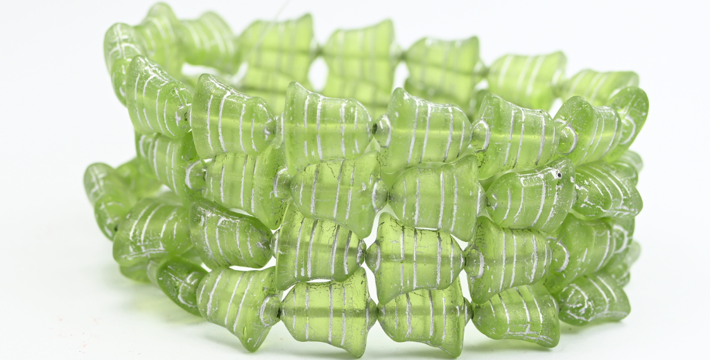 Flat Bell Beads, Transparent Green Silver Lined Matte (50200-54201-M ...