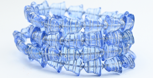 Flat Bell Beads, Transparent Blue Silver Lined (30020-54201), Glass, Czech Republic