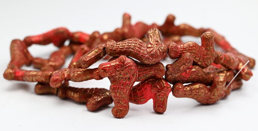 Seahorse Pressed Glass Beads, Red Luster Violet Full Coated (93400-14496), Glass, Czech Republic