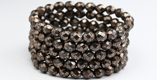 Fire Polished Round Faceted Beads, Black 86750 (23980-86750), Glass, Czech Republic