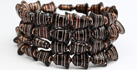 Flat Bell Beads, Black Copper Lined (23980-54200), Glass, Czech Republic