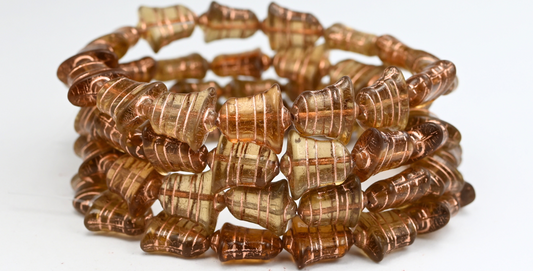 Flat Bell Beads, Transparent Brown Copper Lined (10210-54200), Glass, Czech Republic