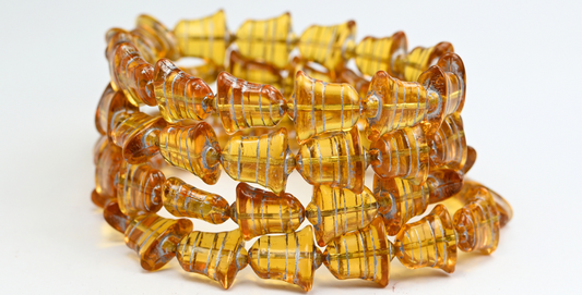 Flat Bell Beads, Transparent Orange Silver Lined (10060-54201), Glass, Czech Republic