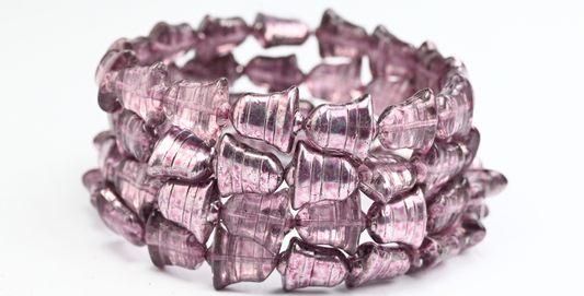 Flat Bell Beads, Crystal Crystal Silver Half Coating Light Fuchsia Pink (00030-27001-34306), Glass, Czech Republic