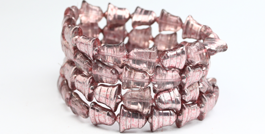 Flat Bell Beads, Crystal Crystal Silver Half Coating Light Pink (00030-27001-34304), Glass, Czech Republic