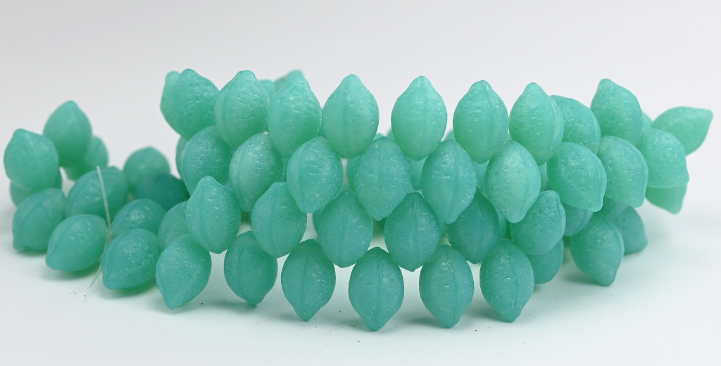 Lemon Friut Pressed Glass Beads, Opal Aqua (61100), Glass, Czech Republic