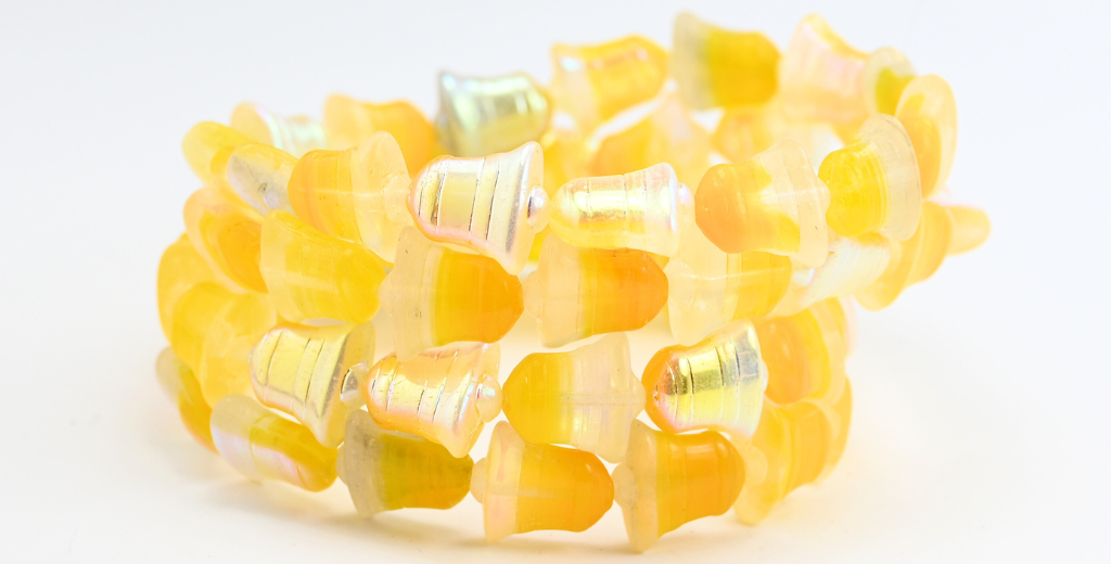フラットベルビーズ、ミックスカラー イエロー Ab (MIX-YELLOW-AB)、ガラス、チェコ共和国