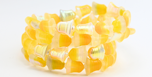 奥特莱斯 10克扁铃珠，14 x 13毫米，混合颜色黄色AB（mix-yellow-AB），玻璃，捷克共和国