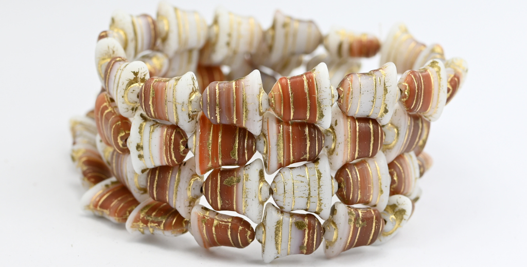 Flat Bell Beads, 20113600 Gold Lined (020113600-54202), Glass, Czech Republic