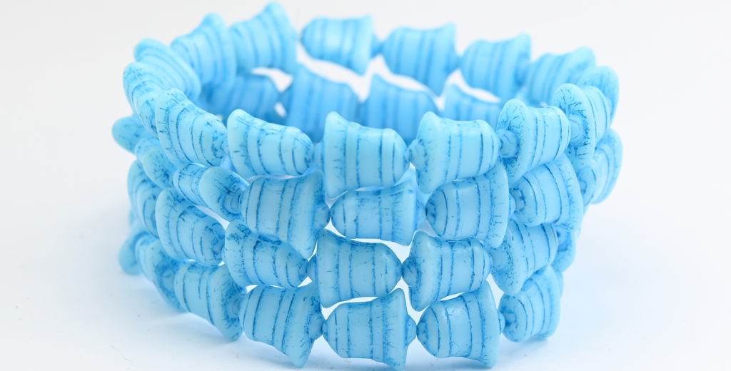 フラットベルビーズ、ブルーライトブルーライン（63000-46460）、ガラス、チェコ共和国