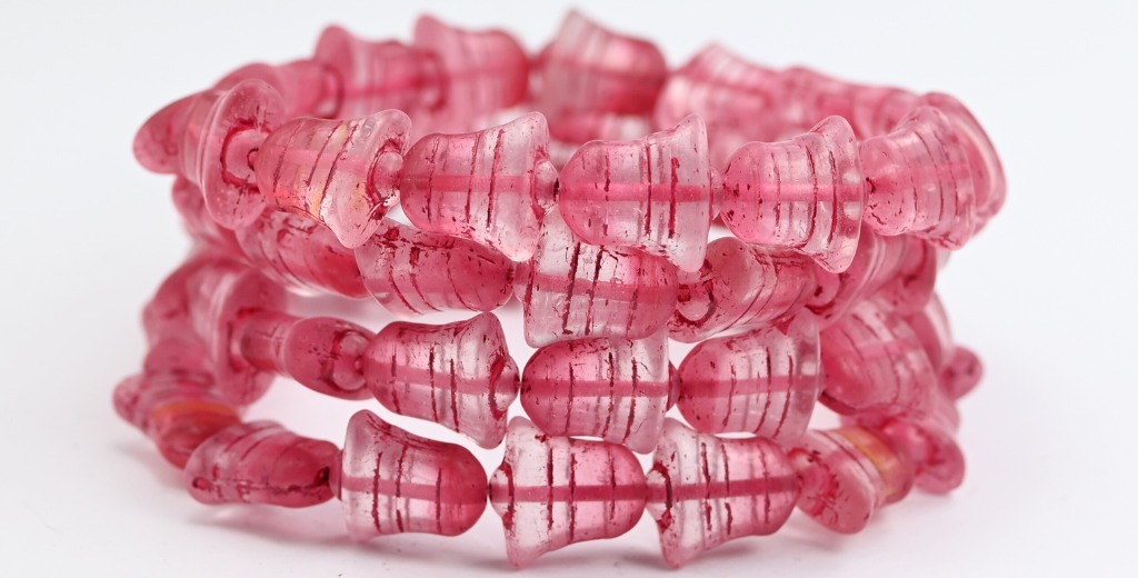 Flat Bell Beads, Mixed Colors Trr Red Lined (MIX-TRR-46490), Glass, Czech Republic