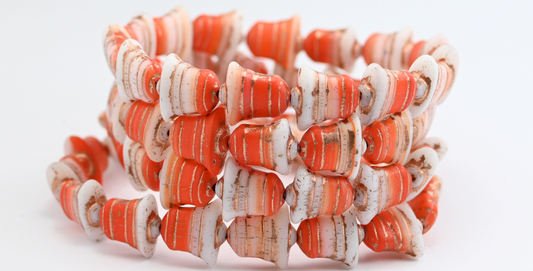 Flat Bell Beads, Deep Orange  Copper Lined (93140201-54200), Glass, Czech Republic