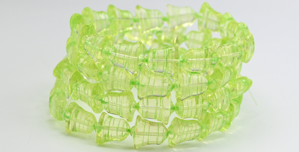 Flat Bell Beads, Transparent Yellow 43813 (80100-43813), Glass, Czech Republic