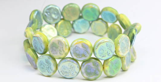 圆形扁平玛格丽特花朵压制玻璃珠，87553 Ab 2X (87553-AB-2X)，玻璃，捷克共和国