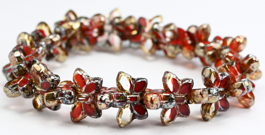 アウトレット 5グラム テーブルカットバタフライビーズ、20 x 12 mm、オレンジレンブラントトラバーチン（96028-43500）、ガラス、チェコ共和国