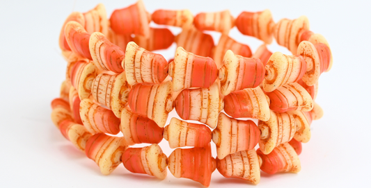 Flat Bell Beads, Deep Orange  46489 (931402010-46489), Glass, Czech Republic