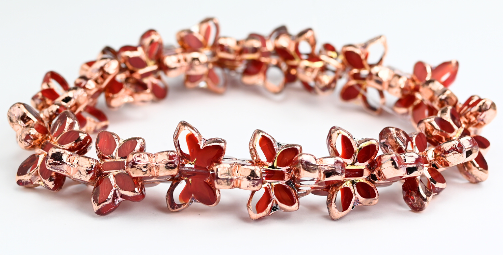 OUTLET 5 grams Table Cut Butterfly Beads, 20 x 12 mm, Orange Rose Gold Capri 2X (96028-27101-2x), Glass, Czech Republic