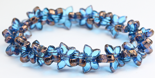 OUTLET 5 grams Table Cut Butterfly Beads, 20 x 12 mm, Aqua 14415B (60030-14415B), Glass, Czech Republic