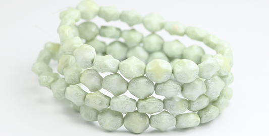 大きな形のビーズ、白光沢グリーンフルコーティング（02010-14457）、ガラス、チェコ共和国