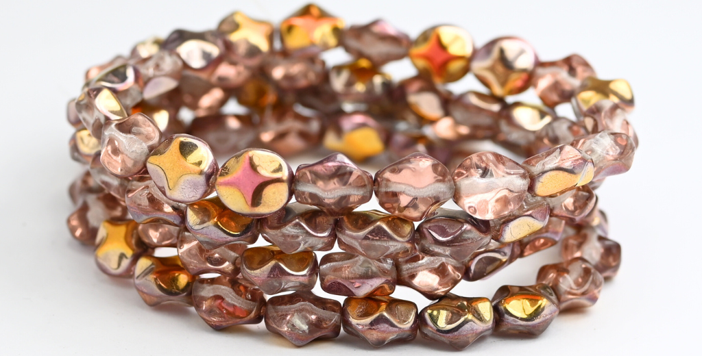 Big Shaped Beads, Crystal Rose Gold Capri (00030-27101), Glass, Czech Republic