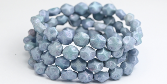 Big Shaped Beads, White Luster Blue Full Coated (02010-14464), Glass, Czech Republic