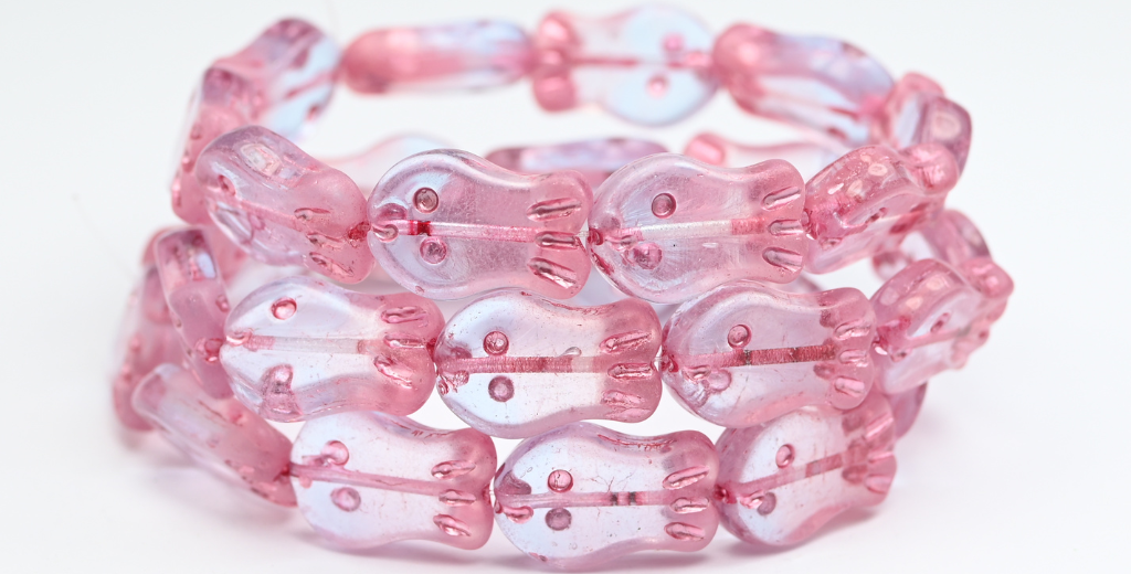 OUTLET 2 pcs Simple Fish Beads, 19 x 12 mm, Transparent Pink Amethyst Pink Lined (70110-20210-54321), Glass, Czech Republic