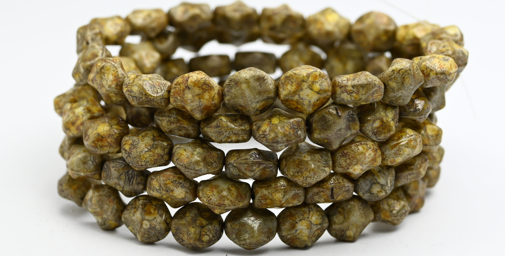 Big Shaped Beads, White Senegal Blue (02010-15664), Glass, Czech Republic