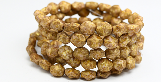 Big Shaped Beads, White Senegal Violet (02010-15695), Glass, Czech Republic