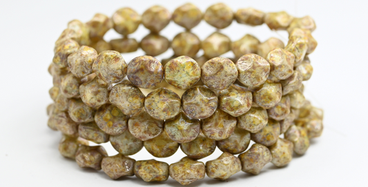 Big Shaped Beads, White Senegal Green (02010-15657), Glass, Czech Republic