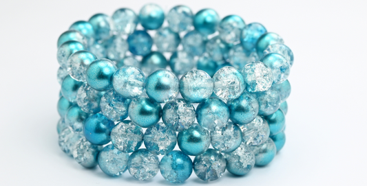 Round Pressed Glass Beads Druck, Crystal 48024 Crack (00030-48024-CRACK), Glass, Czech Republic