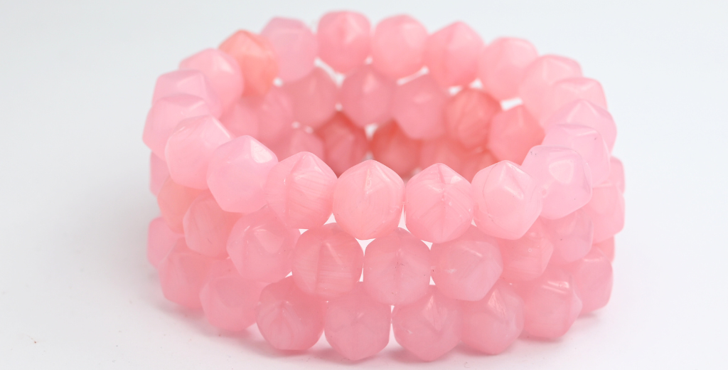 Irregular Rounded Beads, Opal Pink (72010), Glass, Czech Republic