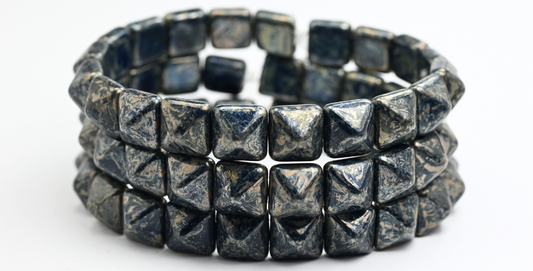 Square Pyramid Beads, 1312 Black 43 A (2H-1312-23980-43-A), Glass, Czech Republic ~ STRANDED