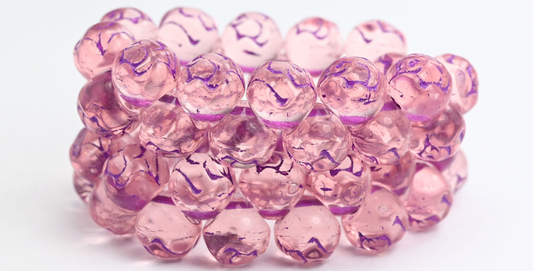 丸型プレスガラスビーズ（バラ付き）、透明ピンク 54326 (70120-54326)、ガラス、チェコ共和国